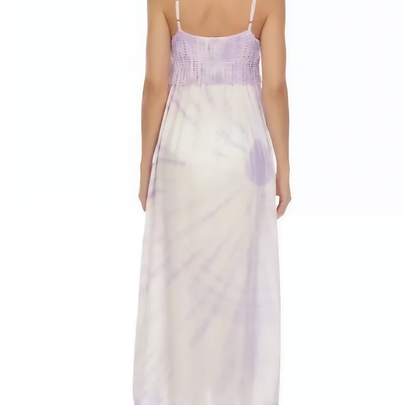Raviya Smocked Purple and White Maxi dress, Swim Coverup.  LARGE - Picture 3 of 8